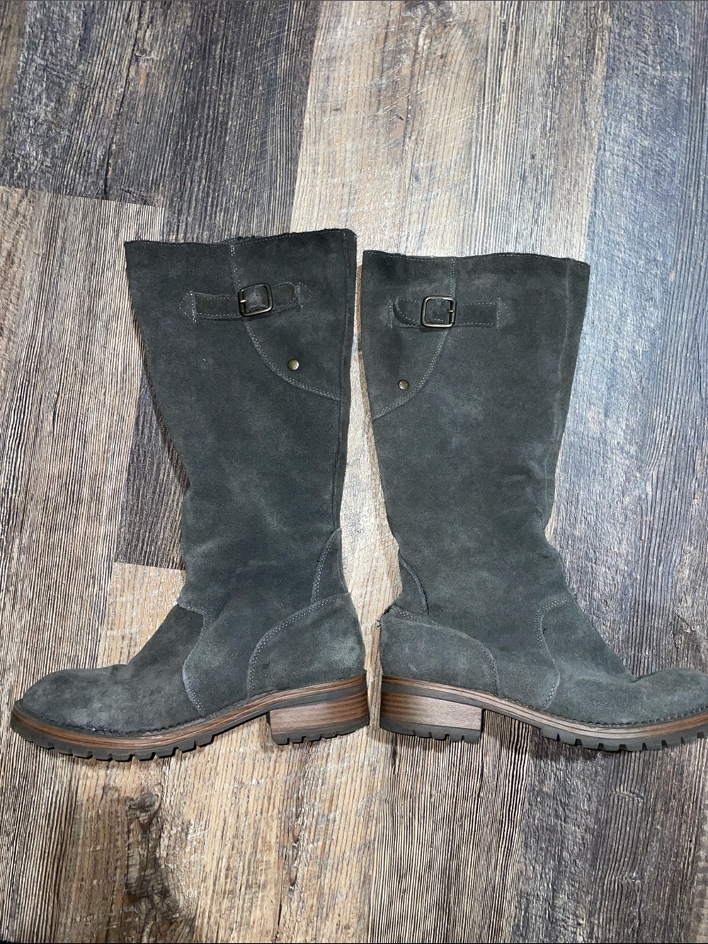 Kenneth Cole Reaction Dark Gray Suede Mid-Calf Lace-Up Boots